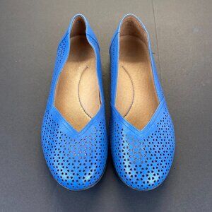 Dansko Women's Neely Perforated Leather Blue Loafers Flats Size 38,Casual